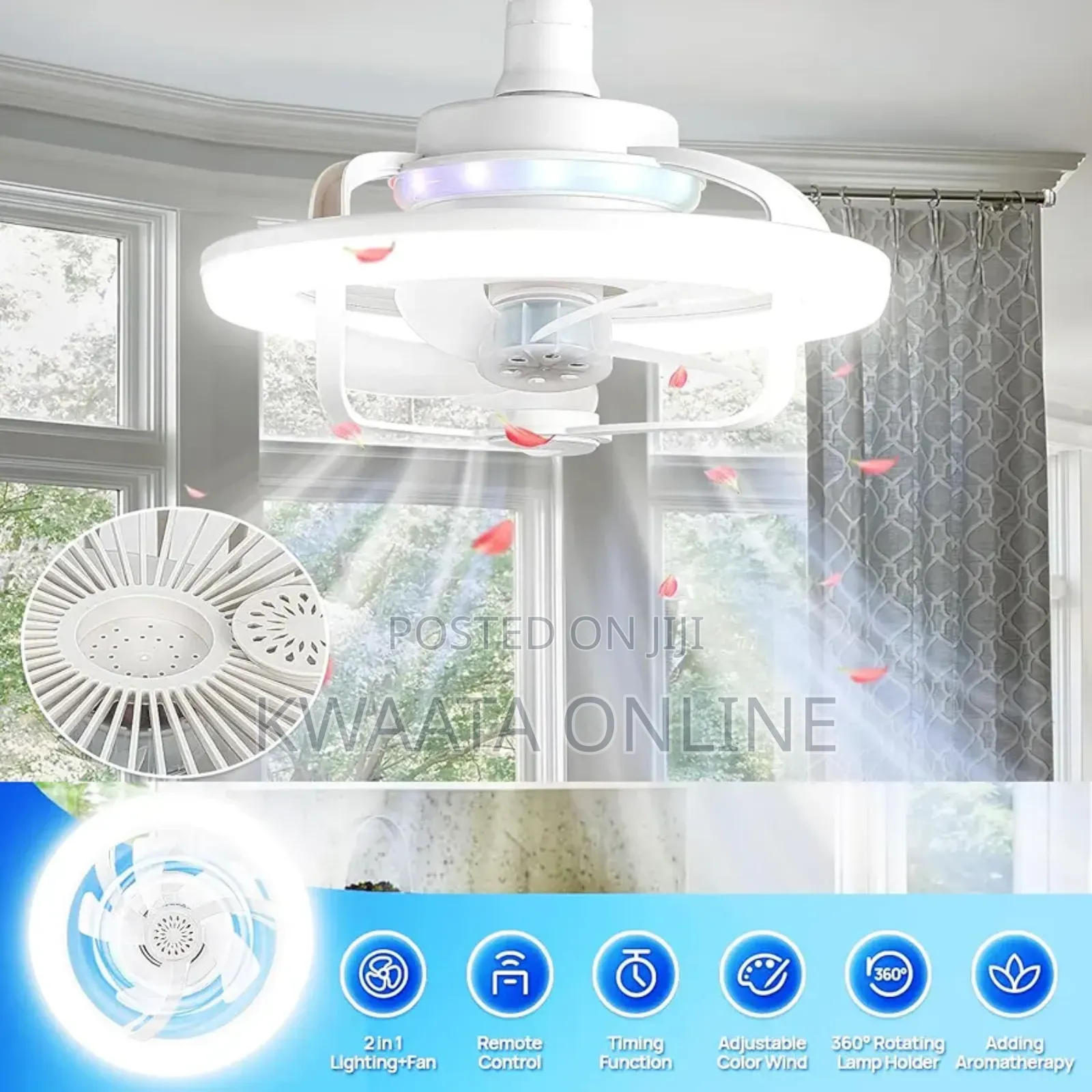 2in1 Rotating Ceiling Fan Light Lamp Remote Control Led Fan