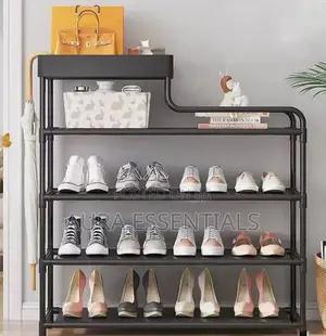 5layer 80cm Metal Multifunction Shoe Storage Rack Black