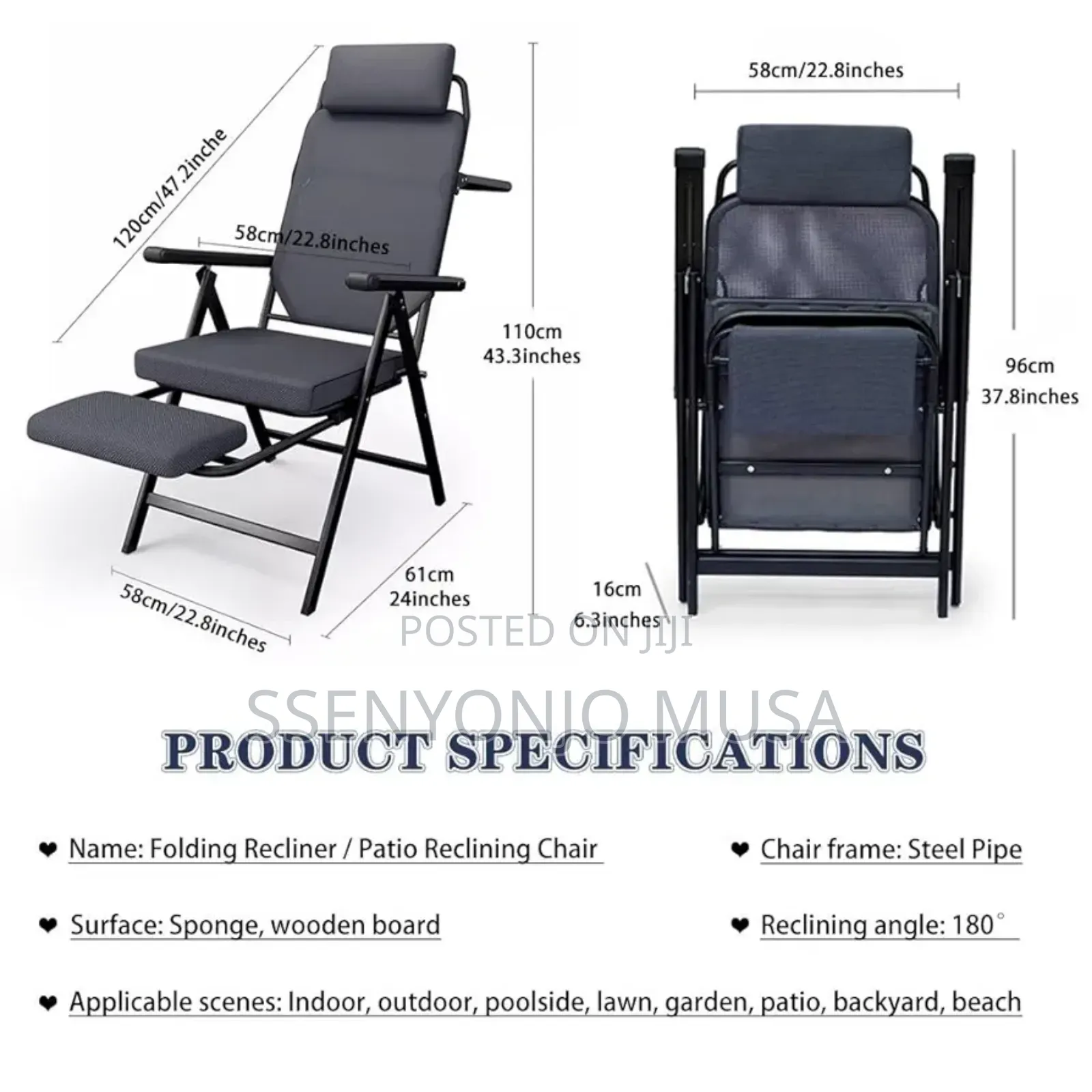 Foldable Ergonomic Office Chair With Recliner and Footrest