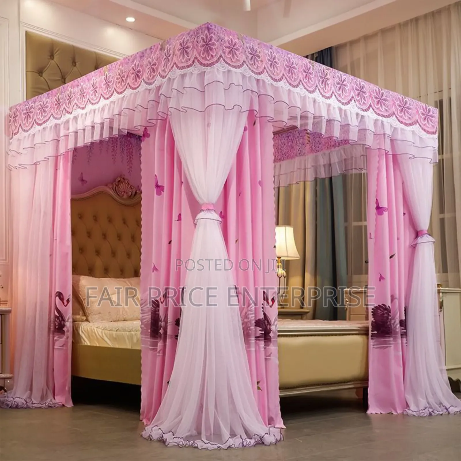 Luxury 4 Stand Mosquito Net With Curtain 5x6