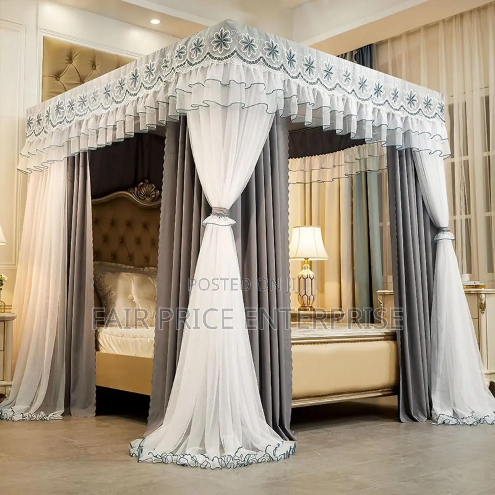 Luxurious 4 Stand Mosquito Net With Curtain 5x6/6x6