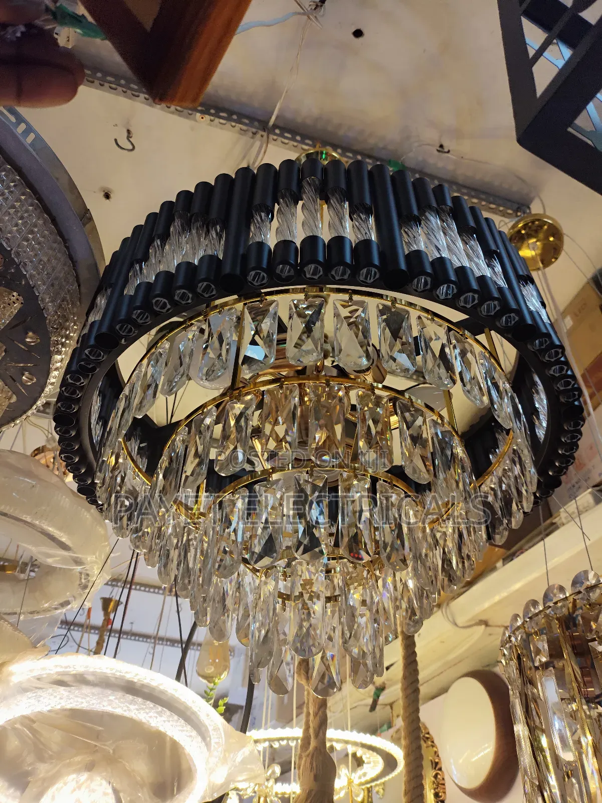 Large Black and Crystal Luxury Ceiling Light
