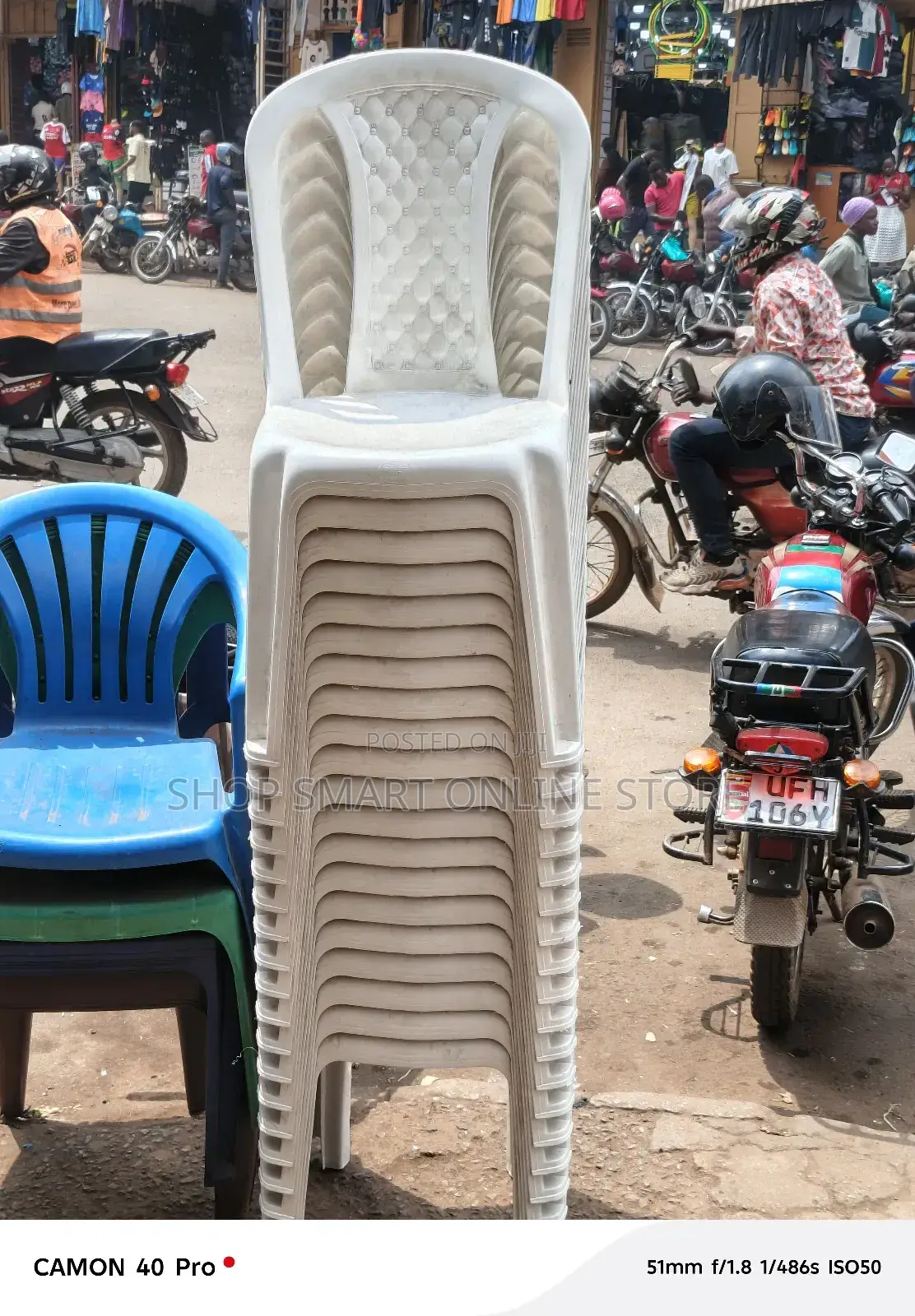 Armless Plastic Chairs Plastic Chairs*White