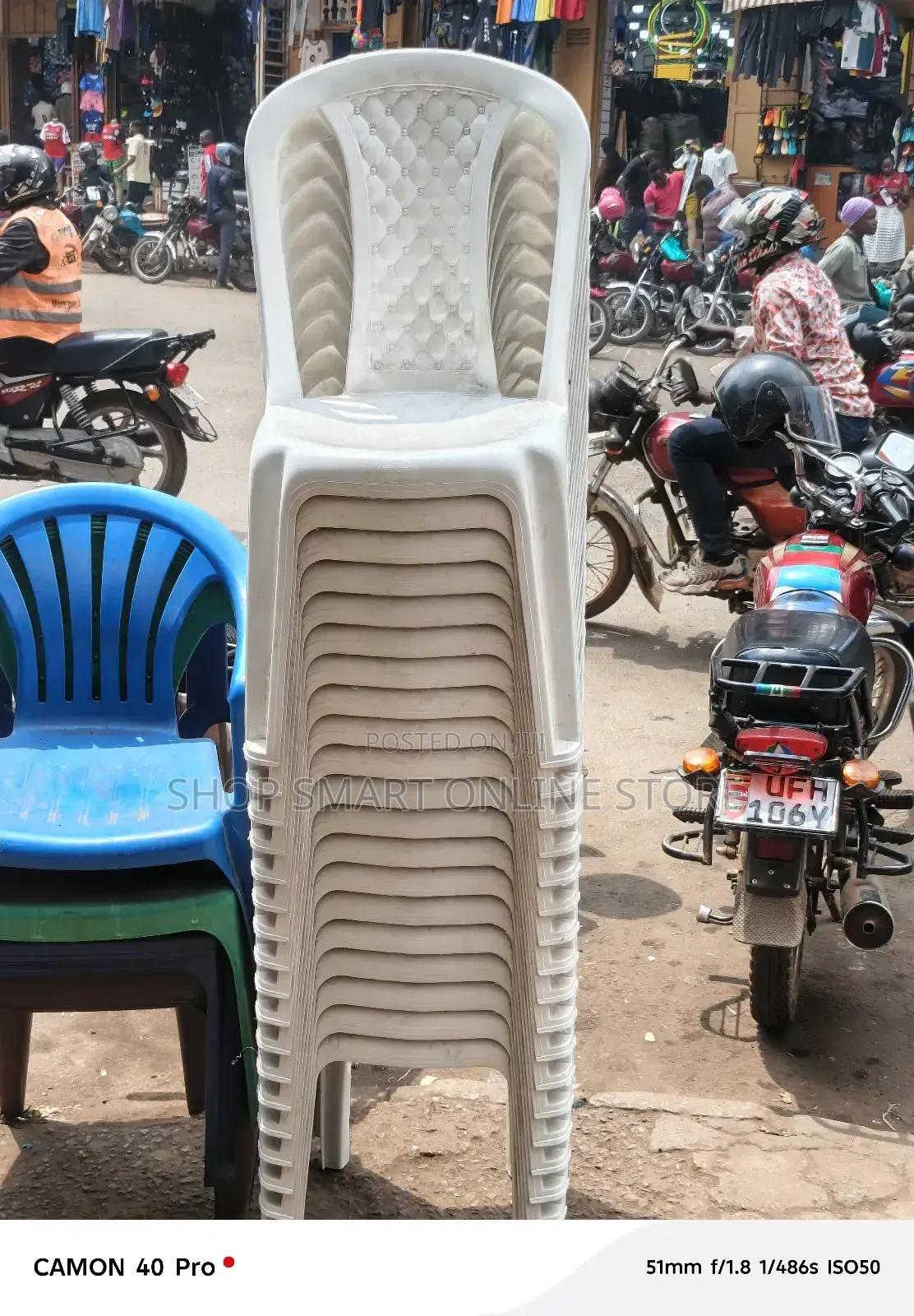 Armless Plastic Chairs Plastic Chairs*White