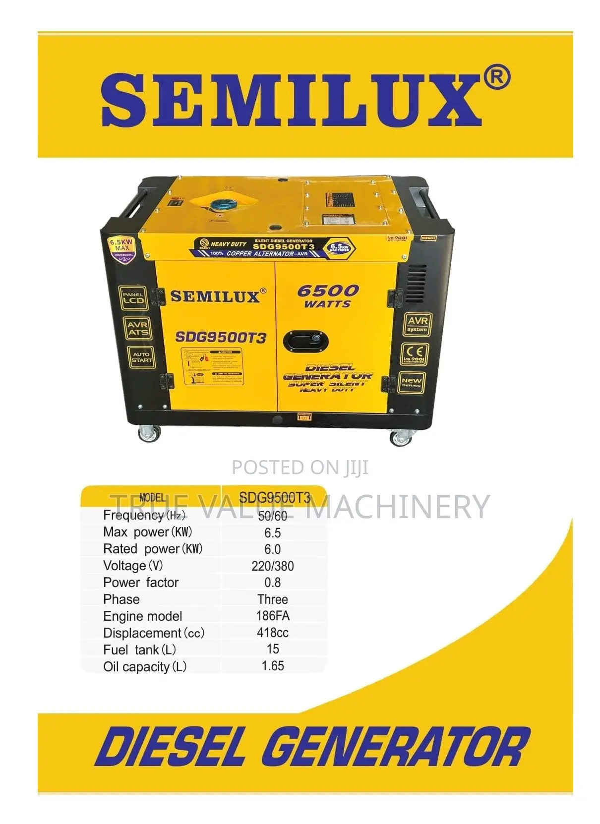 6/6.5kw Soundproof Diesel Generator Set