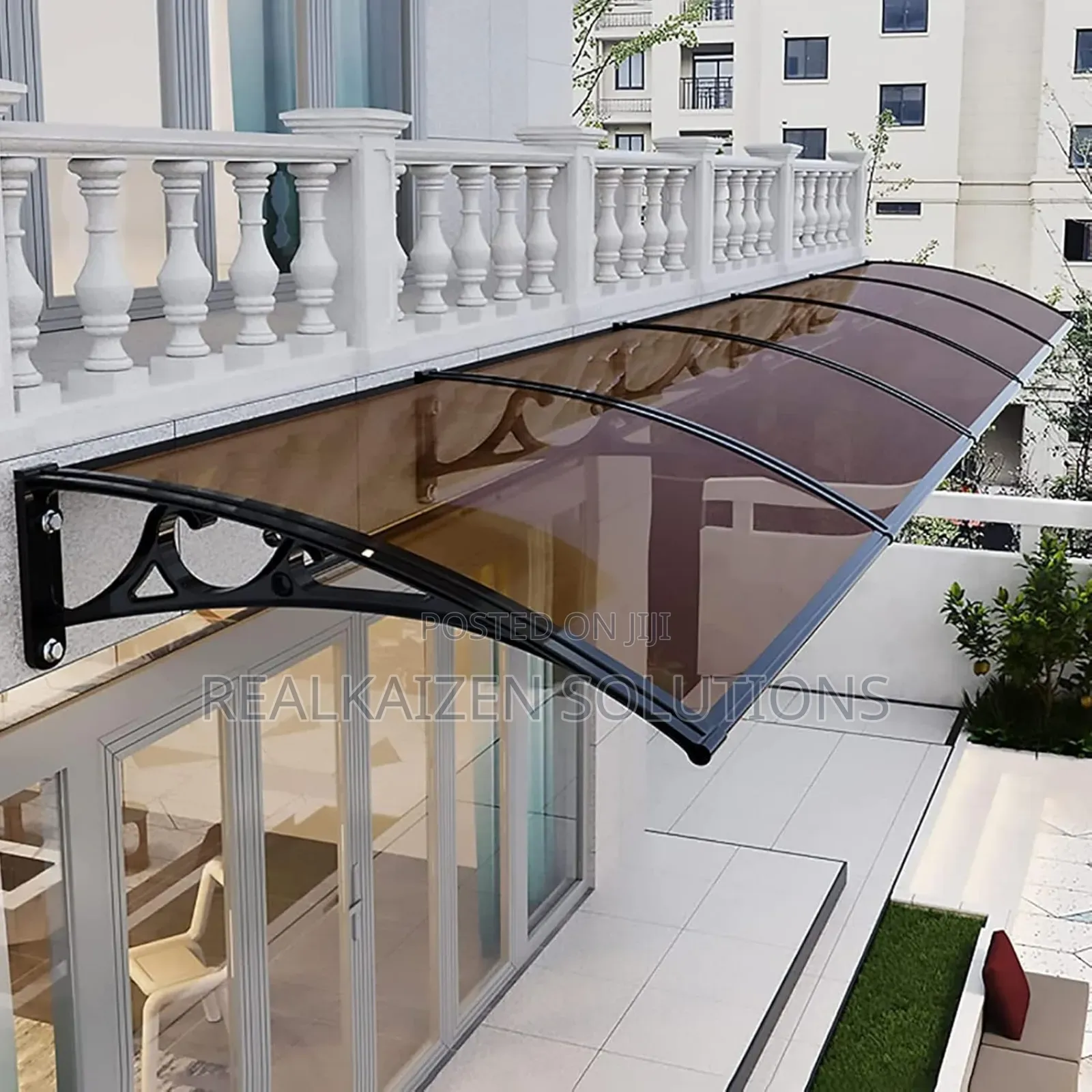 Aluminium Door| Brown Window Awnings Outdoor Canopy 120x80cm