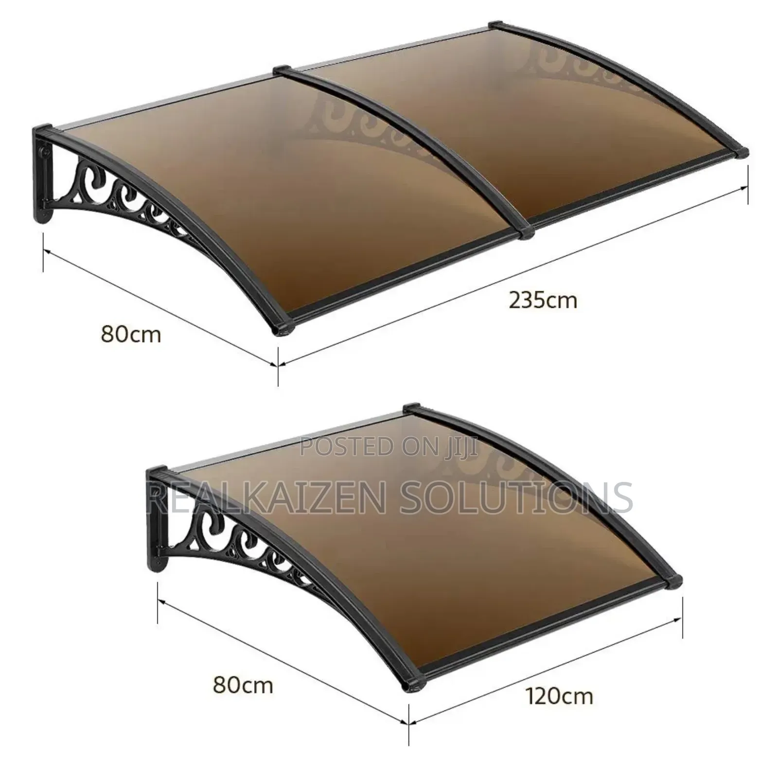 Aluminium Door| Brown Window Awnings Outdoor Canopy 120x80cm
