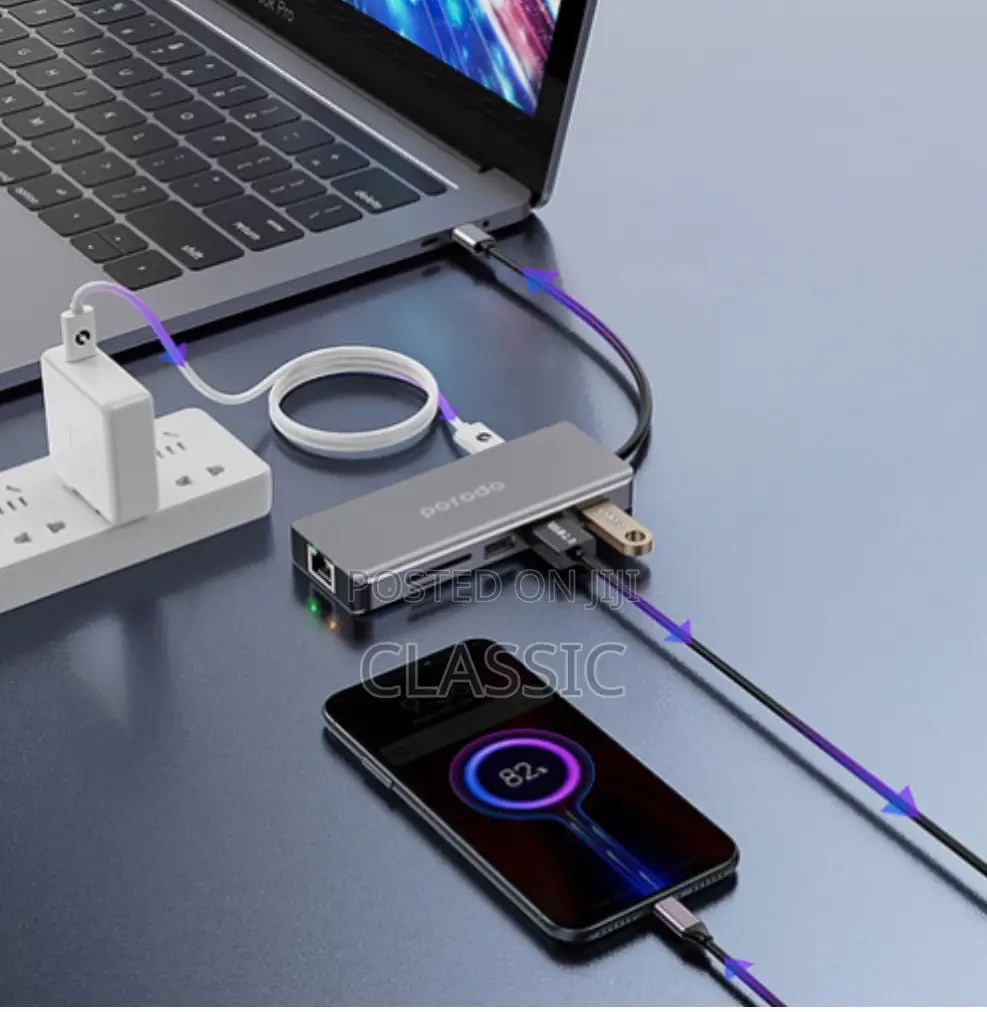 Porodo 9in1 Hdmi Ethernet Usb-C Hub