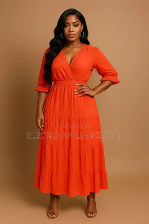 Belle Plus Size Solid v-Neck Short Sleeve Elegant Dress