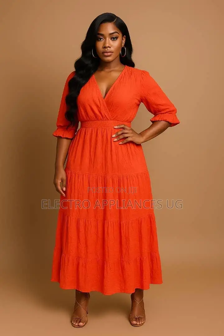 Belle Plus Size Solid v-Neck Short Sleeve Elegant Dress
