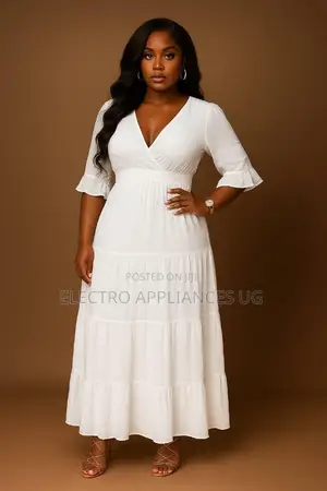 Belle Plus Size Solid v-Neck Short Sleeve Elegant Dress