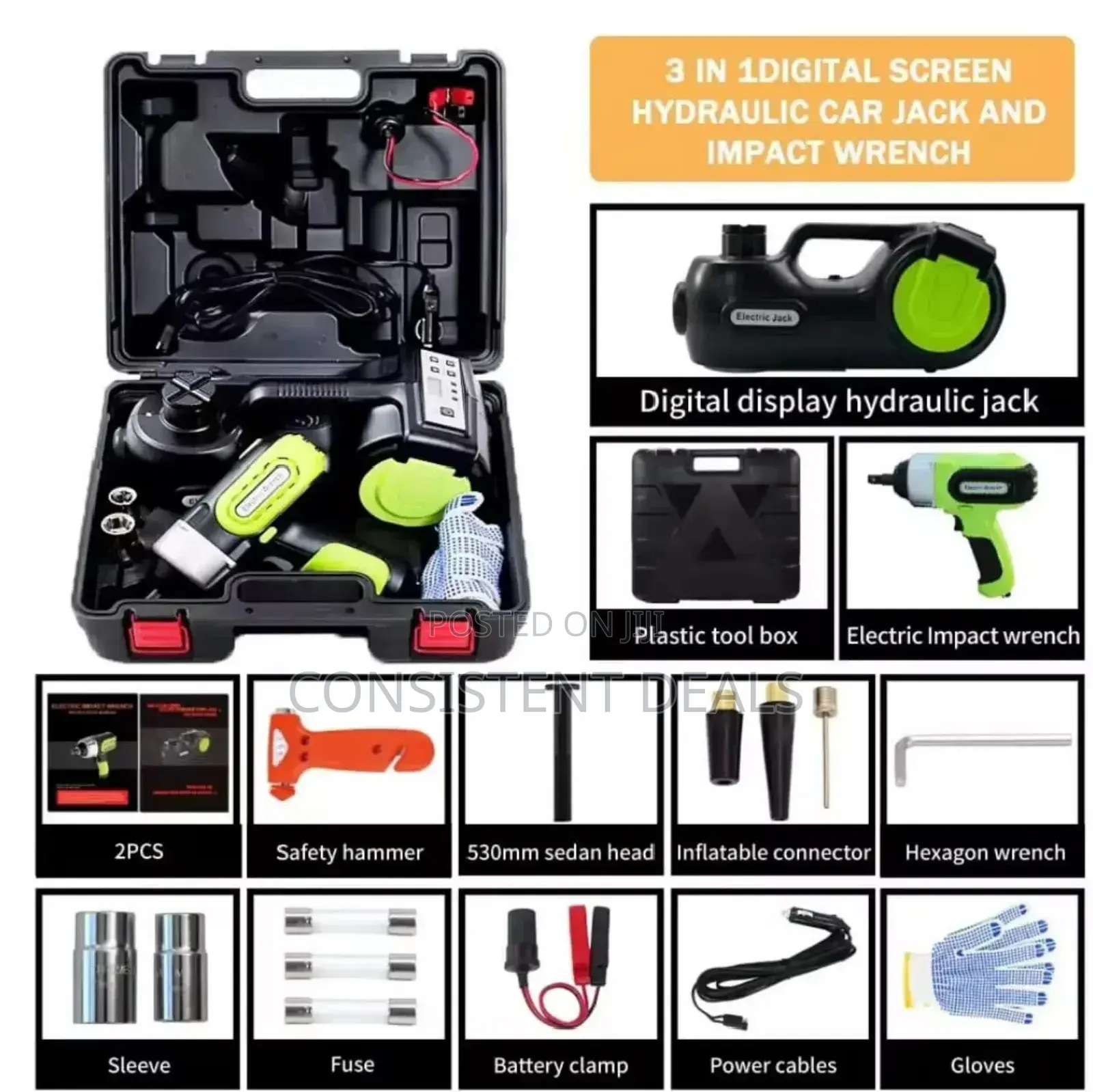 4in1 Electric Car Back / Hydraulic Jack Tire Compressor