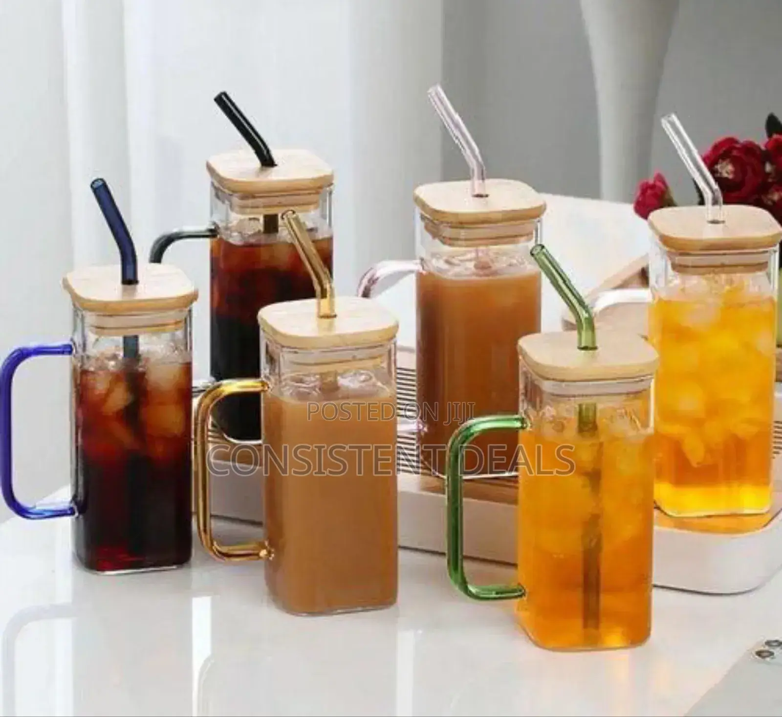1pc Juice Glass With Bamboo Lid