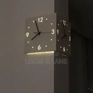 Wall House Corner Clock Side by Side View With Led Lights