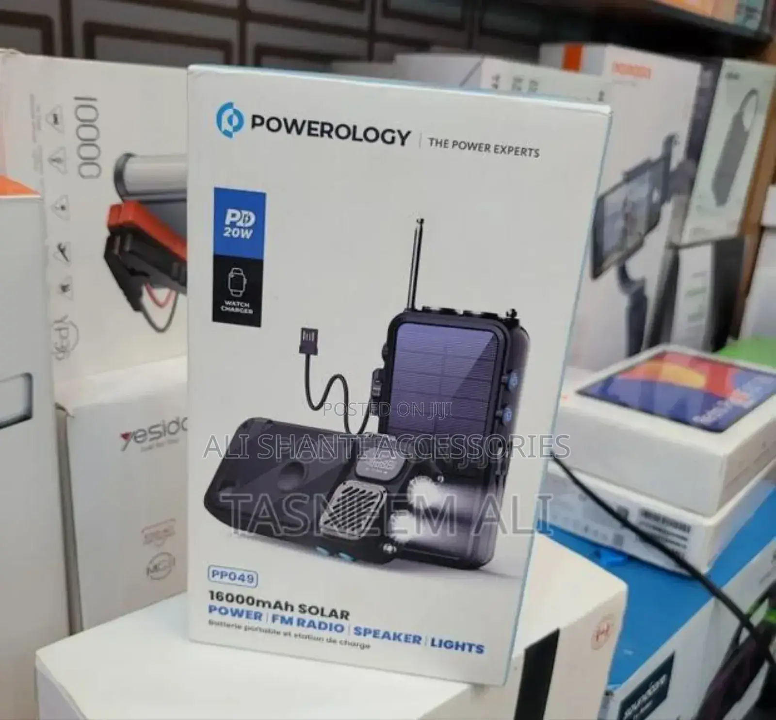 Solar Power Bank Powerology 16000mah, Speaker With Fm