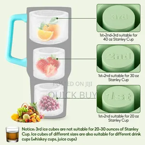 Cylinder Ice Cube Tray With Lid and Container