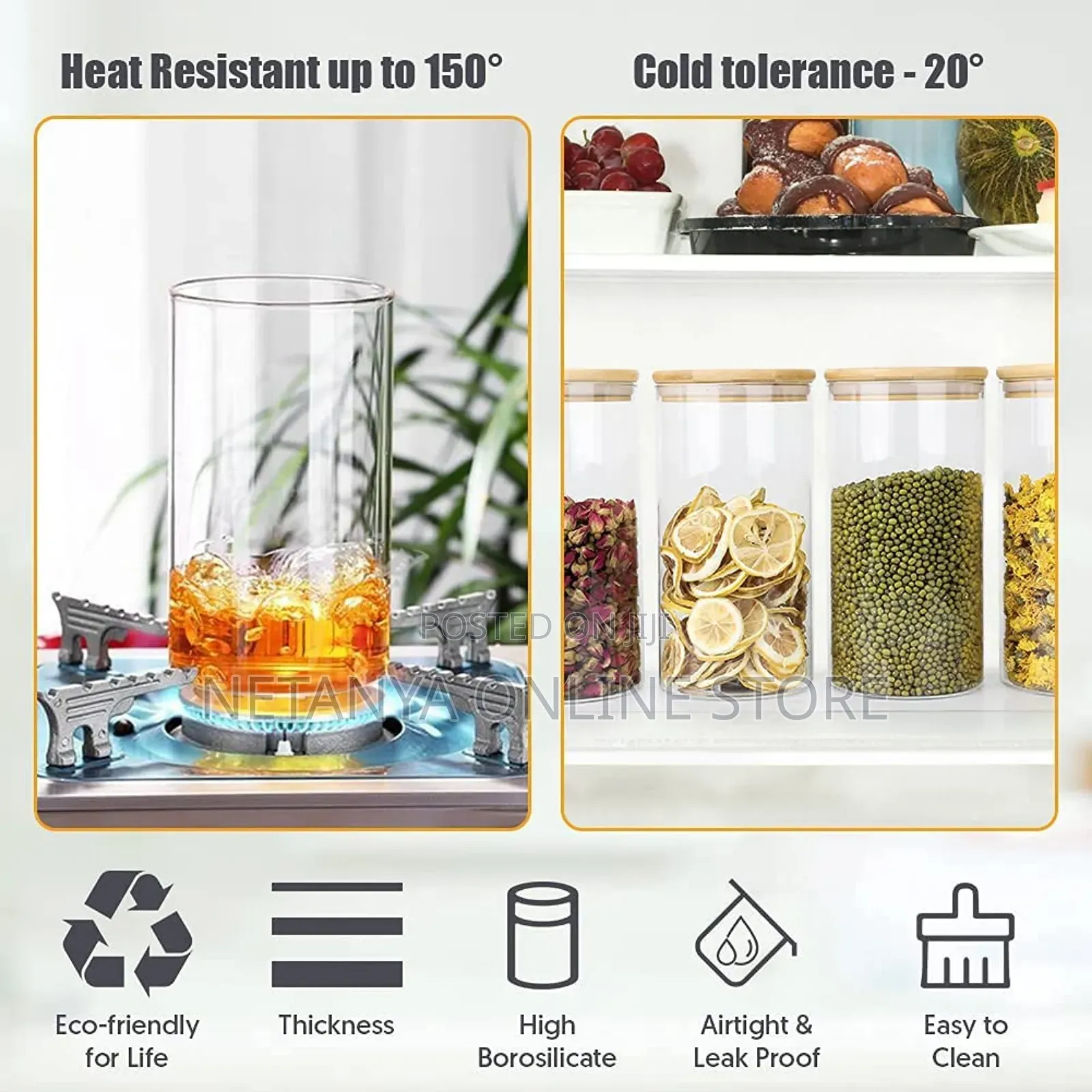 3pcs Glass Storage Air Tight Containers