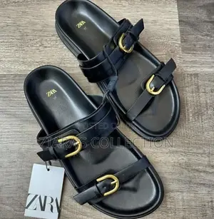 White ,Black And Brown Zara Lady’S Sandals
