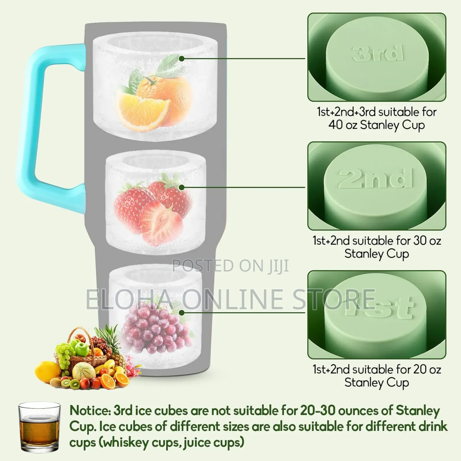 Cylinder Ice Cube Tray With Lid and Container
