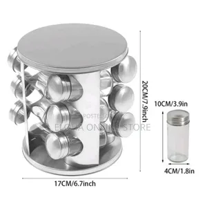 Countertop Glass Rotating Spice Rack 12 Spice Jars Organizer