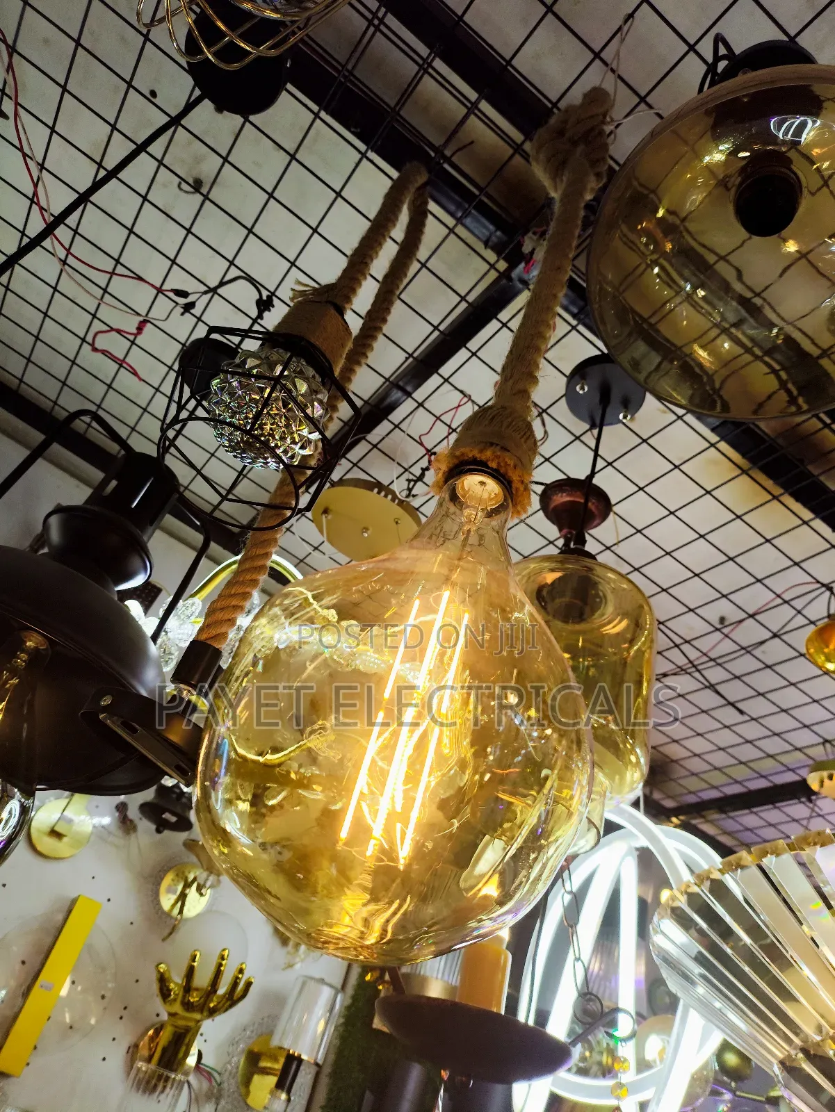Modern Rope Pendant With Filament Bulb