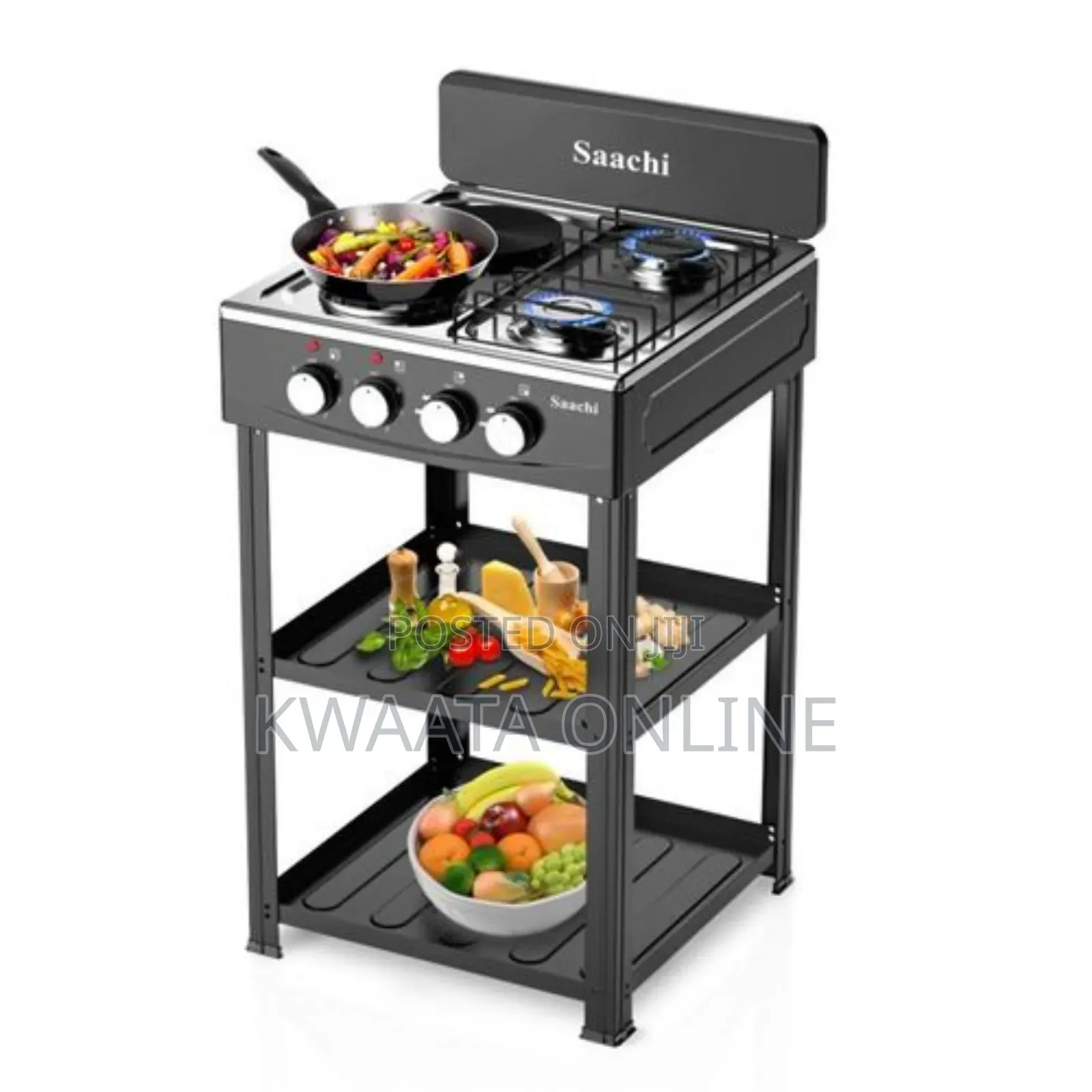 Saachi 2 Gas + 2 Hotplates Table Top Cooker With Shelves