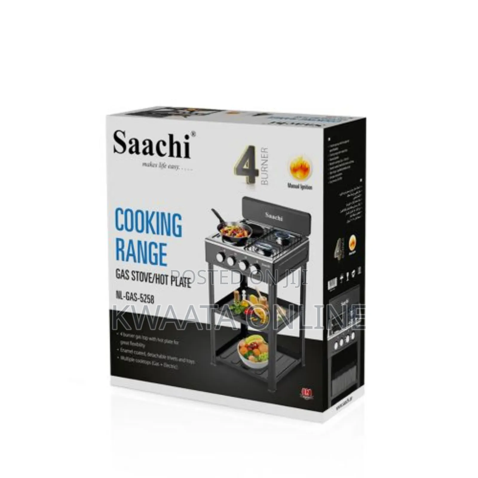 Saachi 2 Gas + 2 Hotplates Table Top Cooker With Shelves