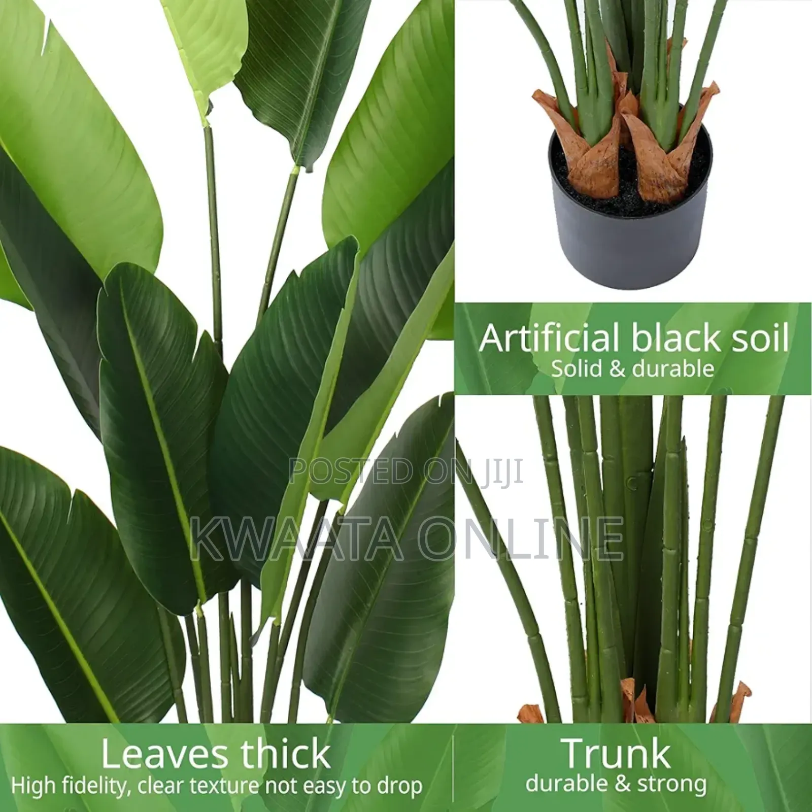Fake Banana Leaf Plant, Faux Palm Tree, Office Home Decor