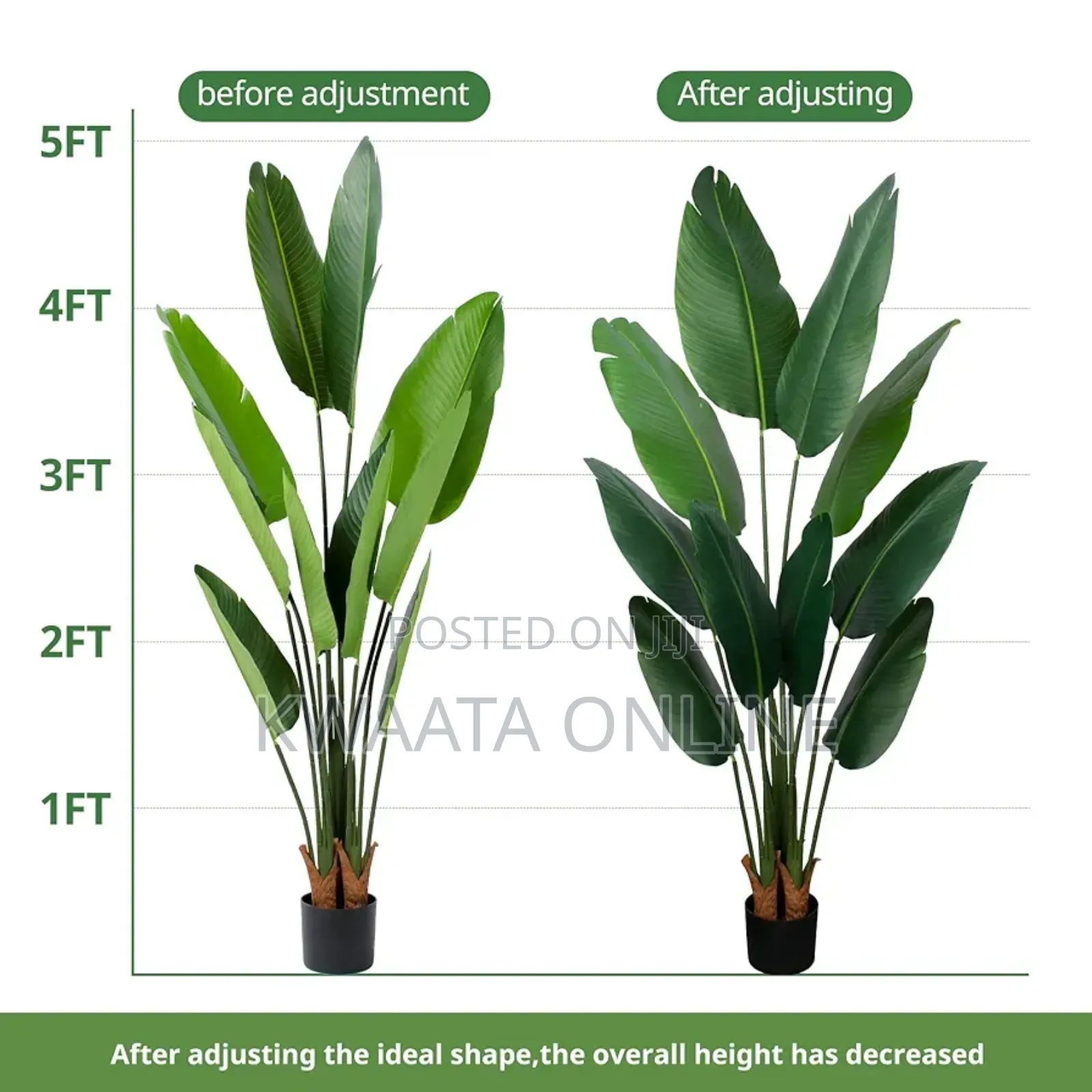 Fake Banana Leaf Plant, Faux Palm Tree, Office Home Decor