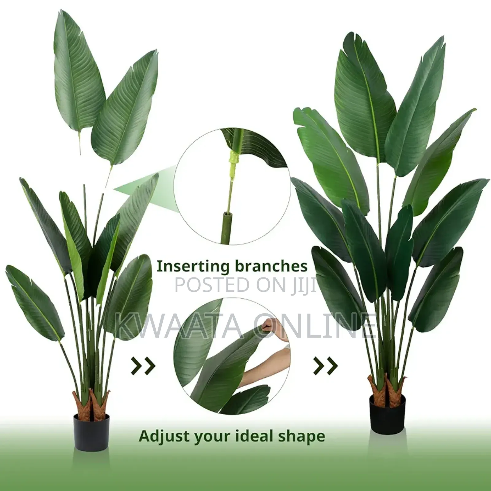 Fake Banana Leaf Plant, Faux Palm Tree, Office Home Decor