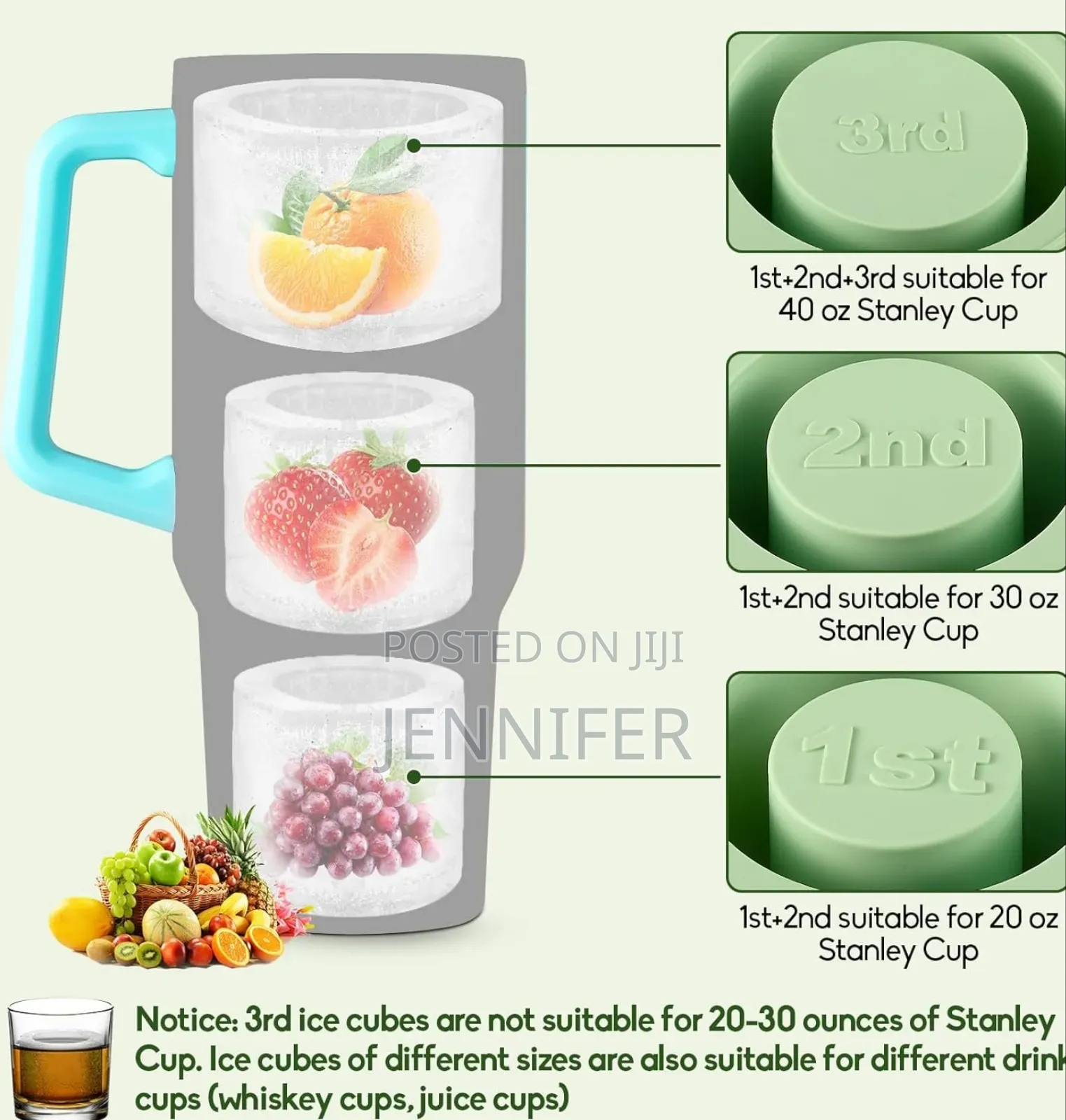 Cylinder Ice Cube Tray With Lid and Container