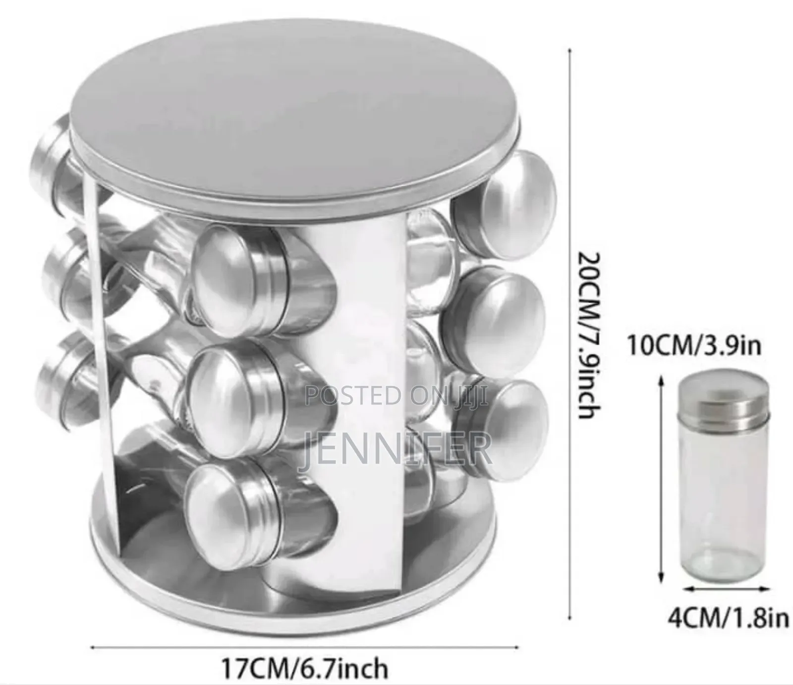 Countertop Glass Rotating Spice Rack 12 Spice Jars Organizer