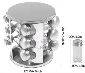 Countertop Glass Rotating Spice Rack 12 Spice Jars Organizer