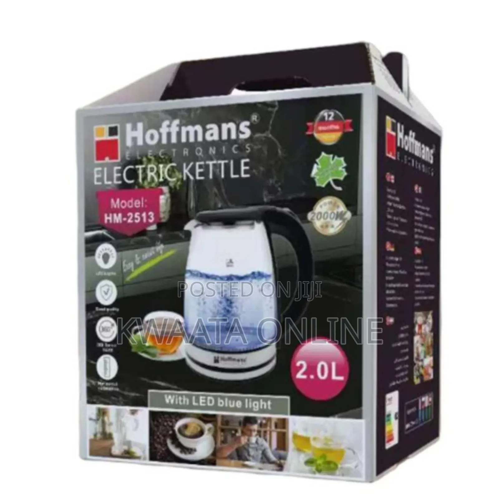Hoffmans Hm-2513 Glass Kettle With Led Blue Lighting 2000w