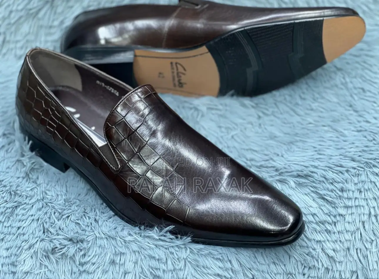 Original Men’S Dark Tan Clarks Office Leather Shoes