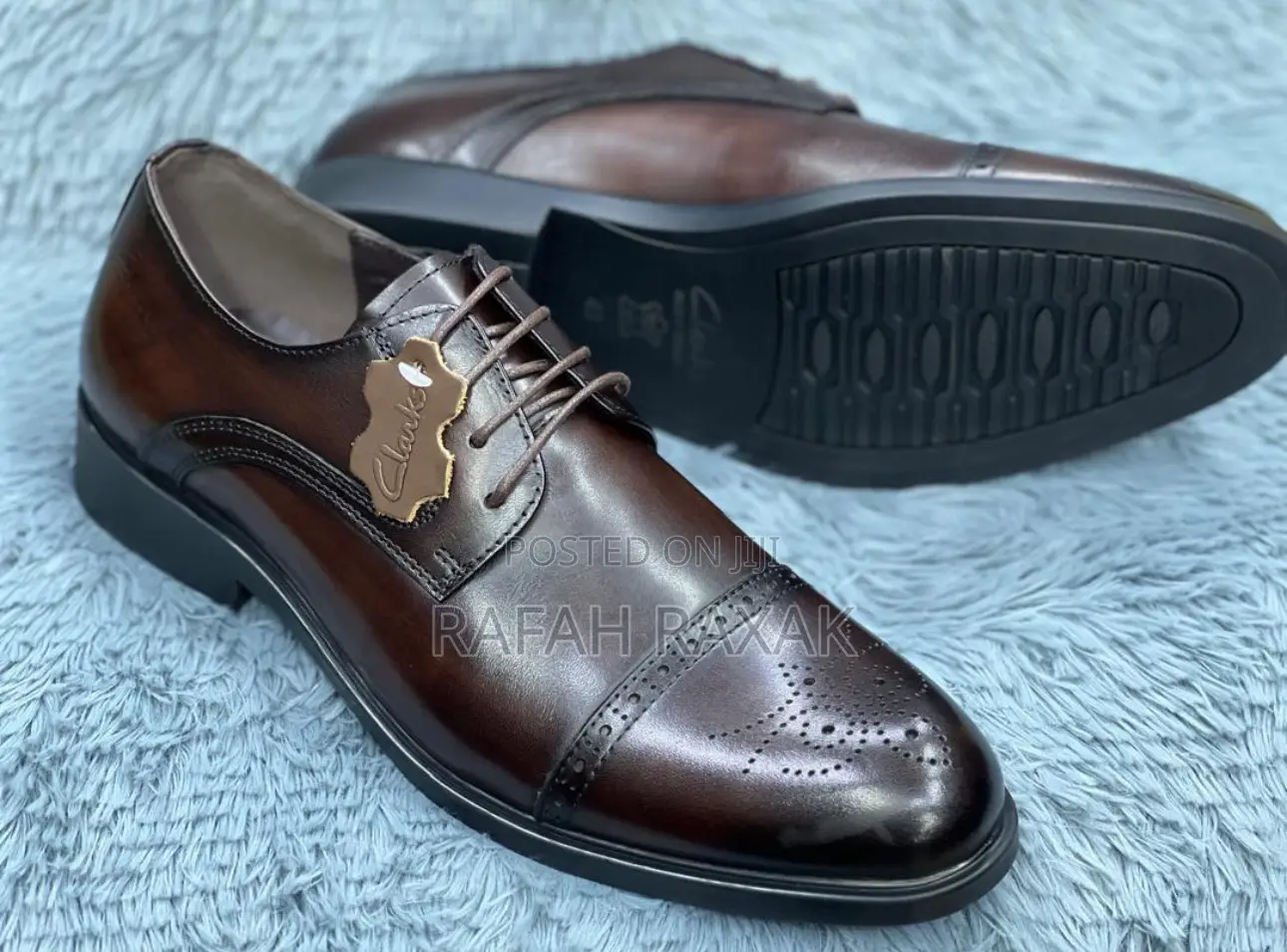 Original Men’S Dark Tan Clarks Oxford Gentle Leather Shoes