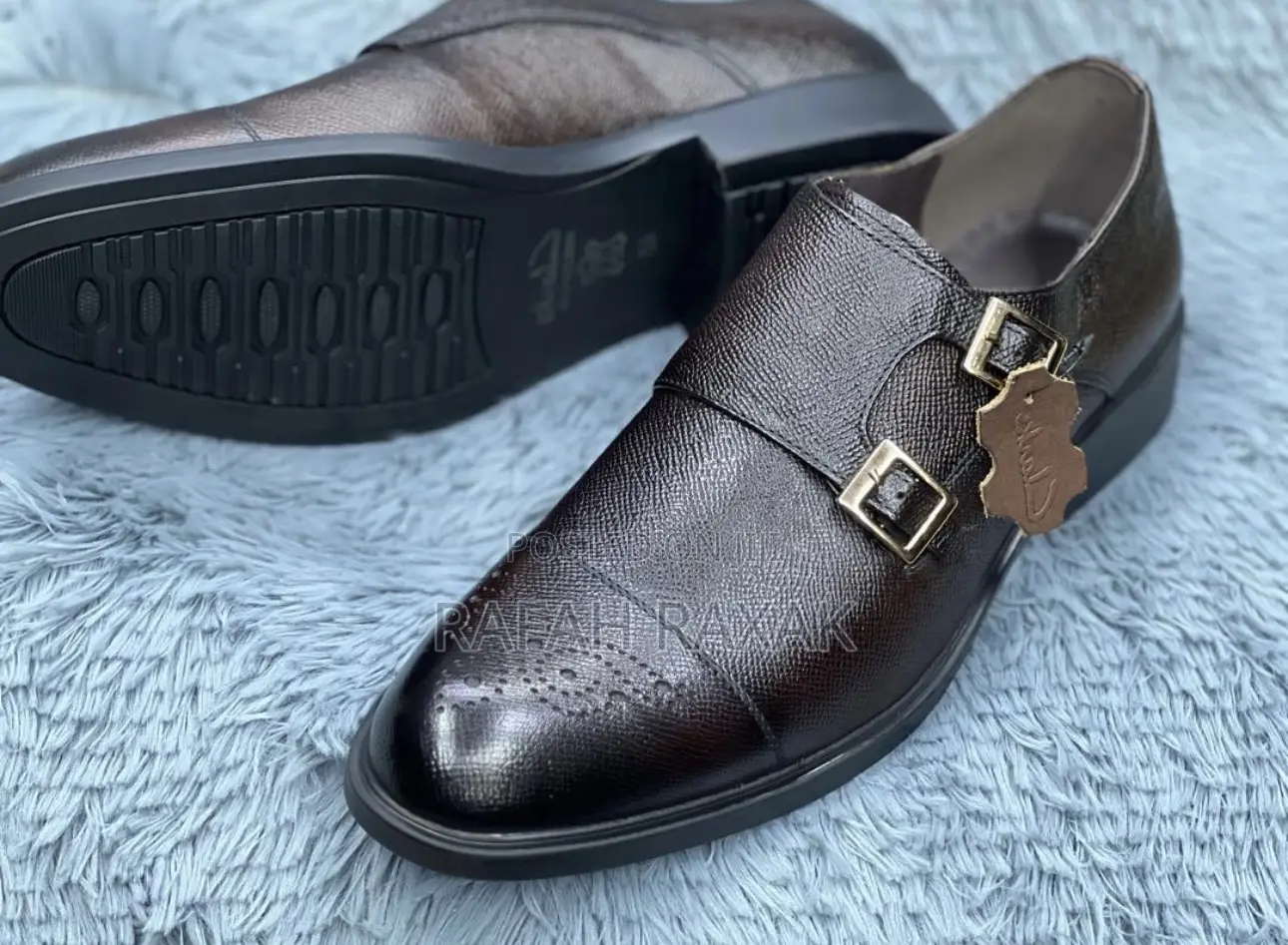 Original Men’S Dark Tan Clarks Double Monk Strap Oxford Shoe