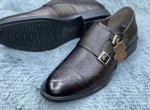 Original Men’S Dark Tan Clarks Double Monk Strap Oxford Shoe