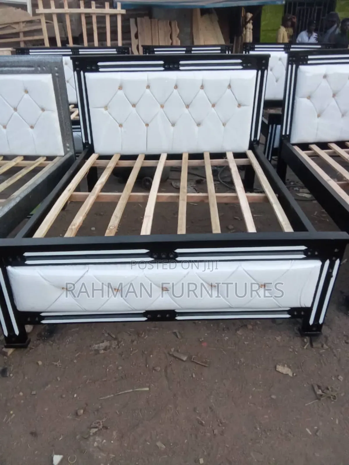 Four by Six Fabric Bed New White and Black