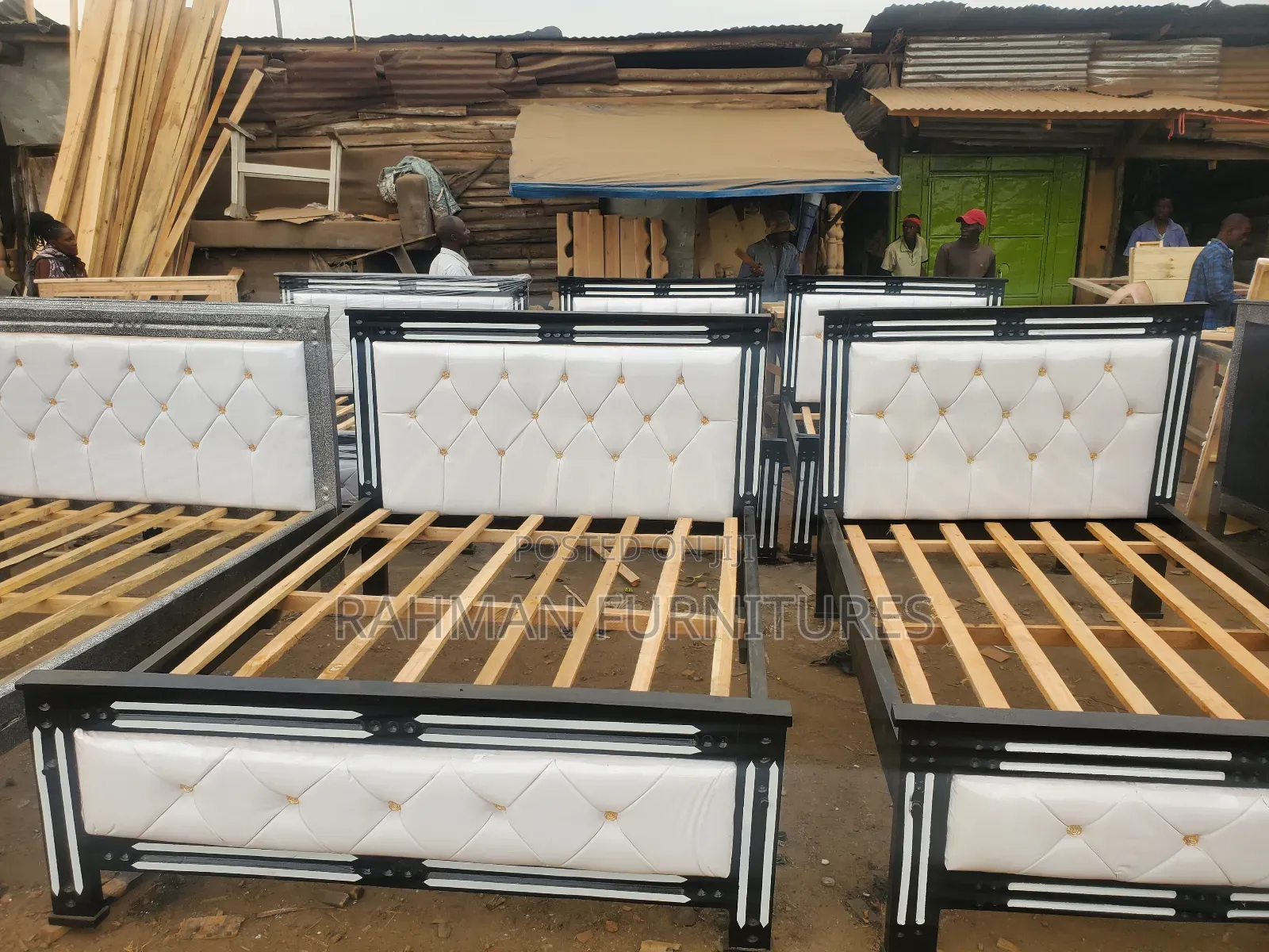Four by Six Fabric Bed New White and Black