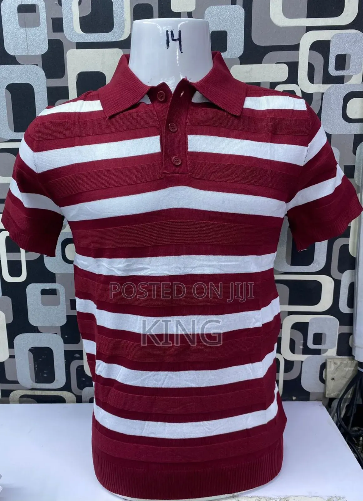 Red White Stripe Polo Shirt