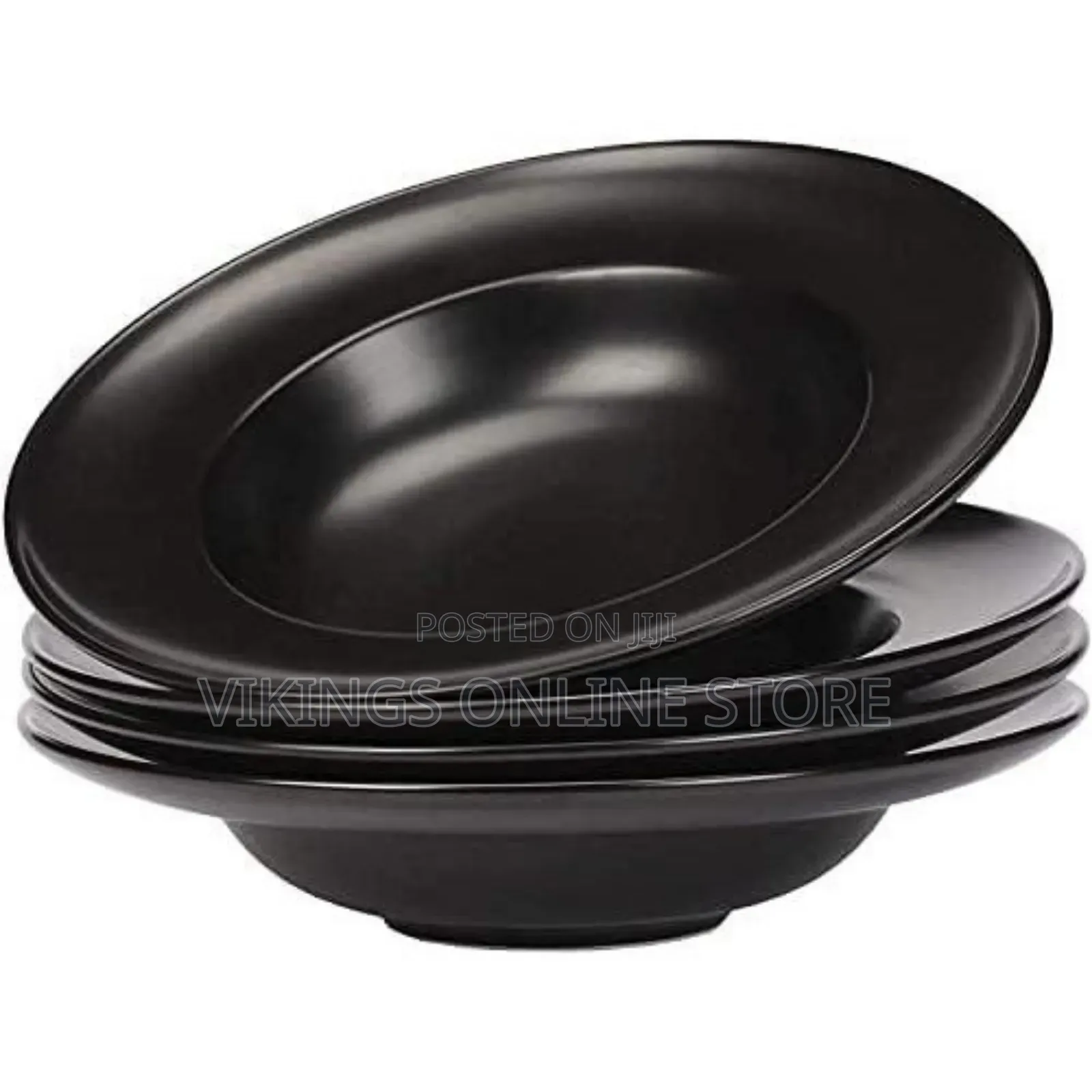 6 Pieces of Ceramic Stoneware 9 Inches Wide Soup Bowls Black