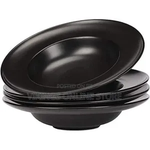 6 Pieces of Ceramic Stoneware 9 Inches Wide Soup Bowls Black