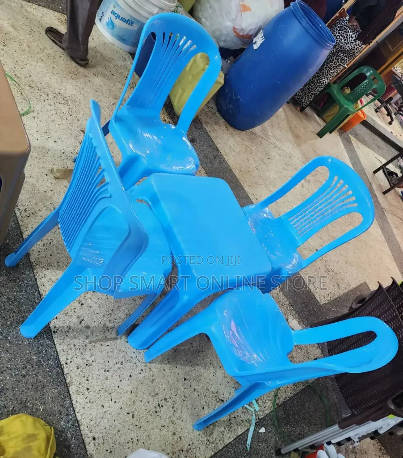 Complete Plastic Chairs and Table for Compound Balcony Coffe