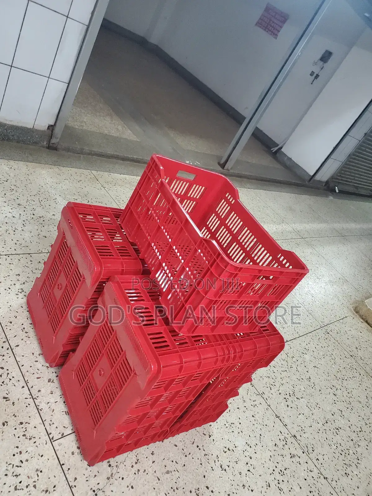 Red Rectangular Plastic Crates