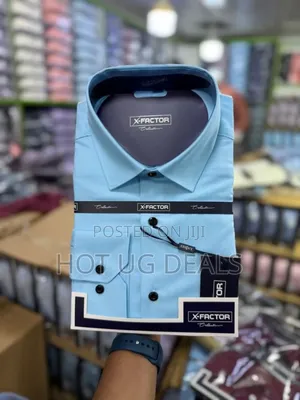 Mens Plain Office Shirts Long Sleeved Casual Button Shirts  - Sky Blue