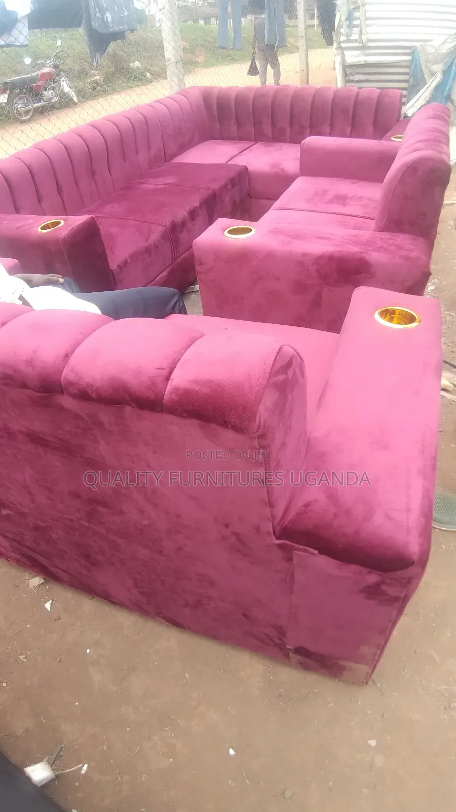 Luxurious Maroon 9 Sitter Sofa Set