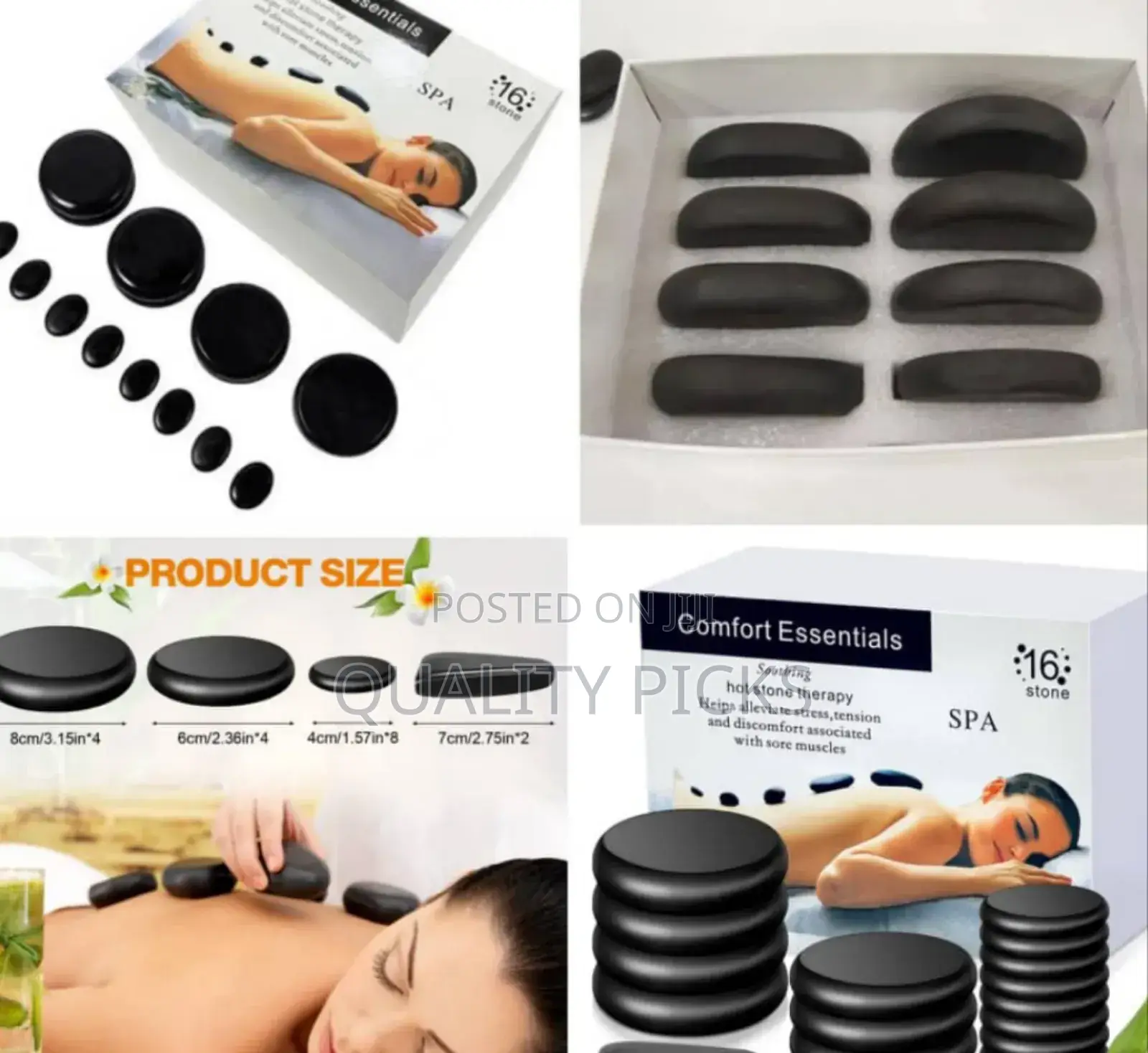 16pc Hot Massage Stones For Professional + Home Relaxing Spa