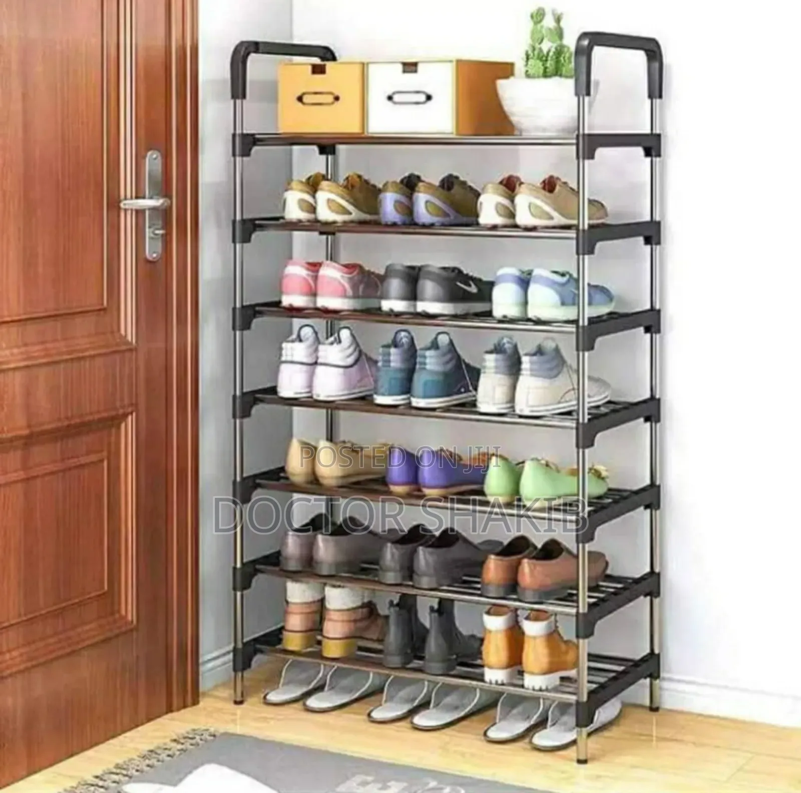 Strong Metallic Shoe Rack 7 Layer Rack Stainless Steel