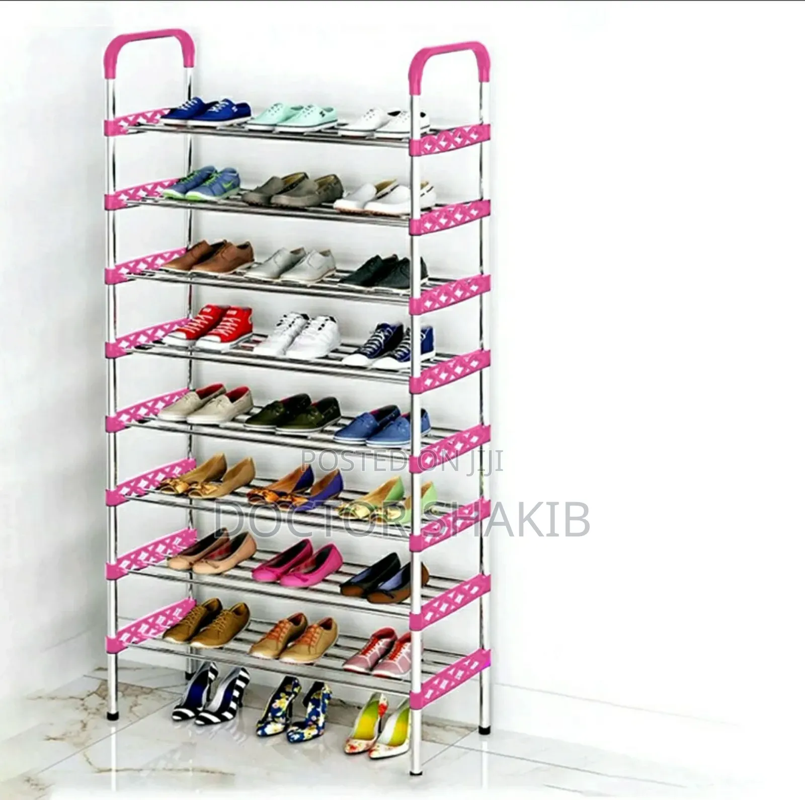 Strong Metallic Shoe Rack 7 Layer Rack Stainless Steel